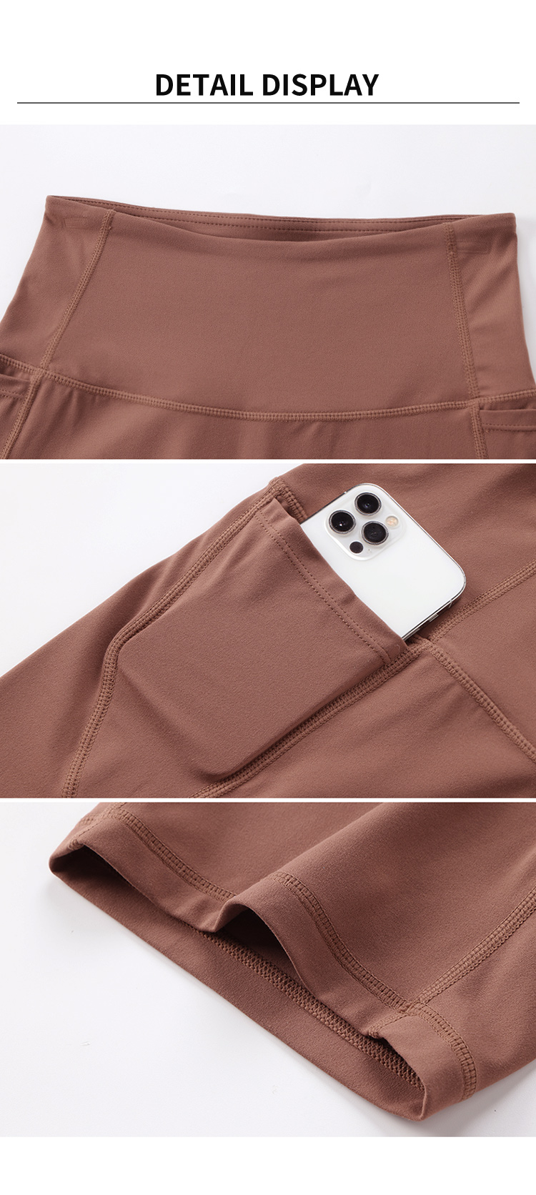 High Waisted Cycling Sport Short Shorts With Large Pocket
