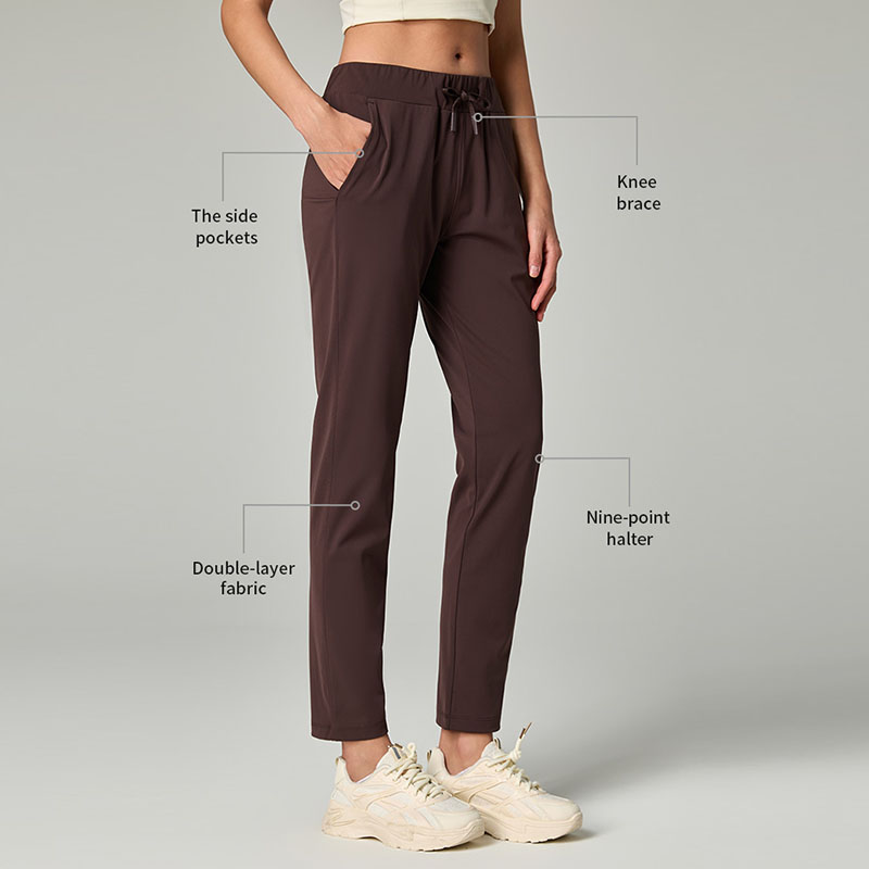 4-Way Stretch Athleisure Pants Drawstring Waist Casual Trousers with Pockets