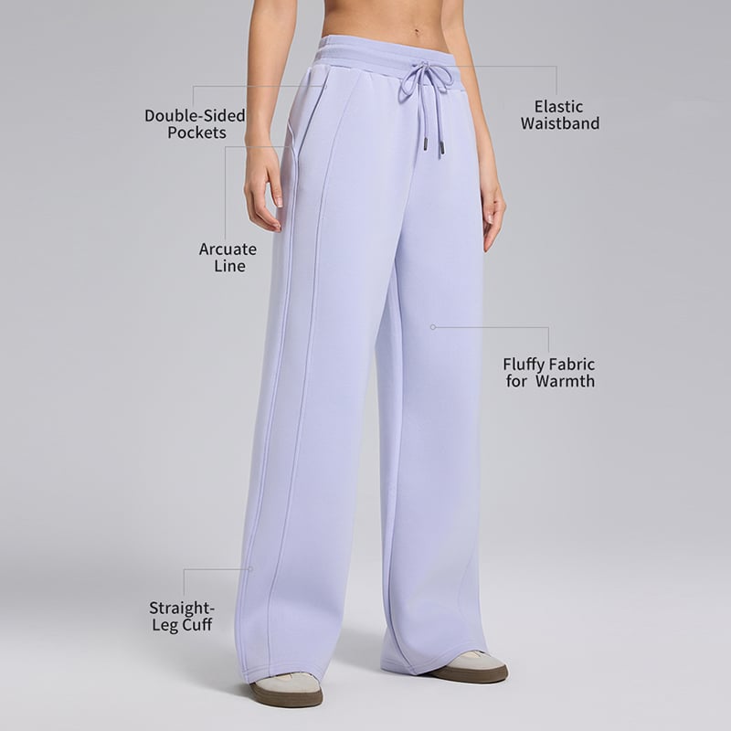 Kalhoty sweatpants se širokými nohavicemi a rovným střihem | elastický pas se šňůrkou | každodenní kalhoty se dvěma kapsami