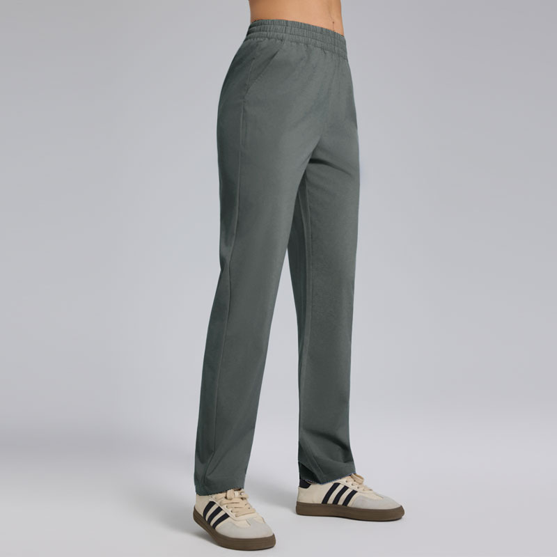 14 Color Breathable Elastic Waist Straight-Leg Pants with Side Pockets