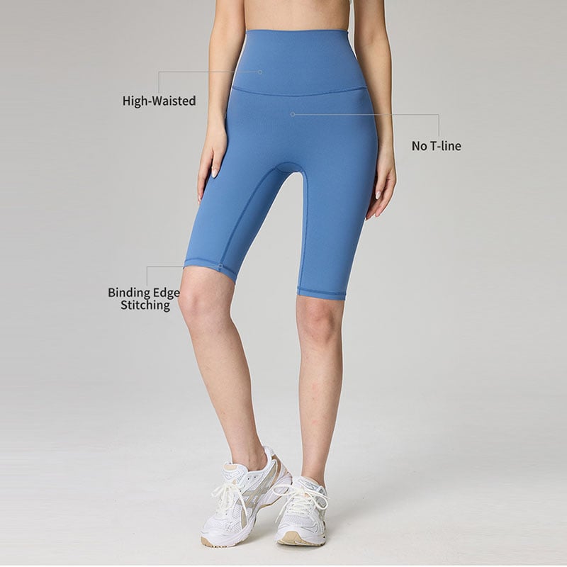 14 Colors High Waist Sweat-Wicking Knee Running Sports Length Shorts