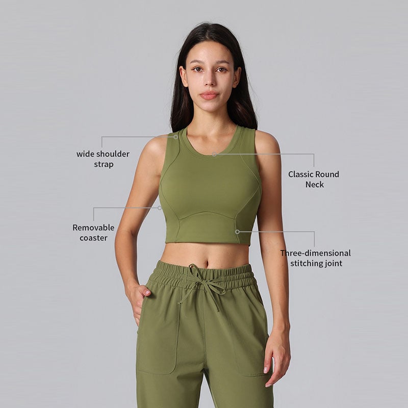 Solid Color Comfortable Breathable High Elastic Crisscross Back Sports Bra