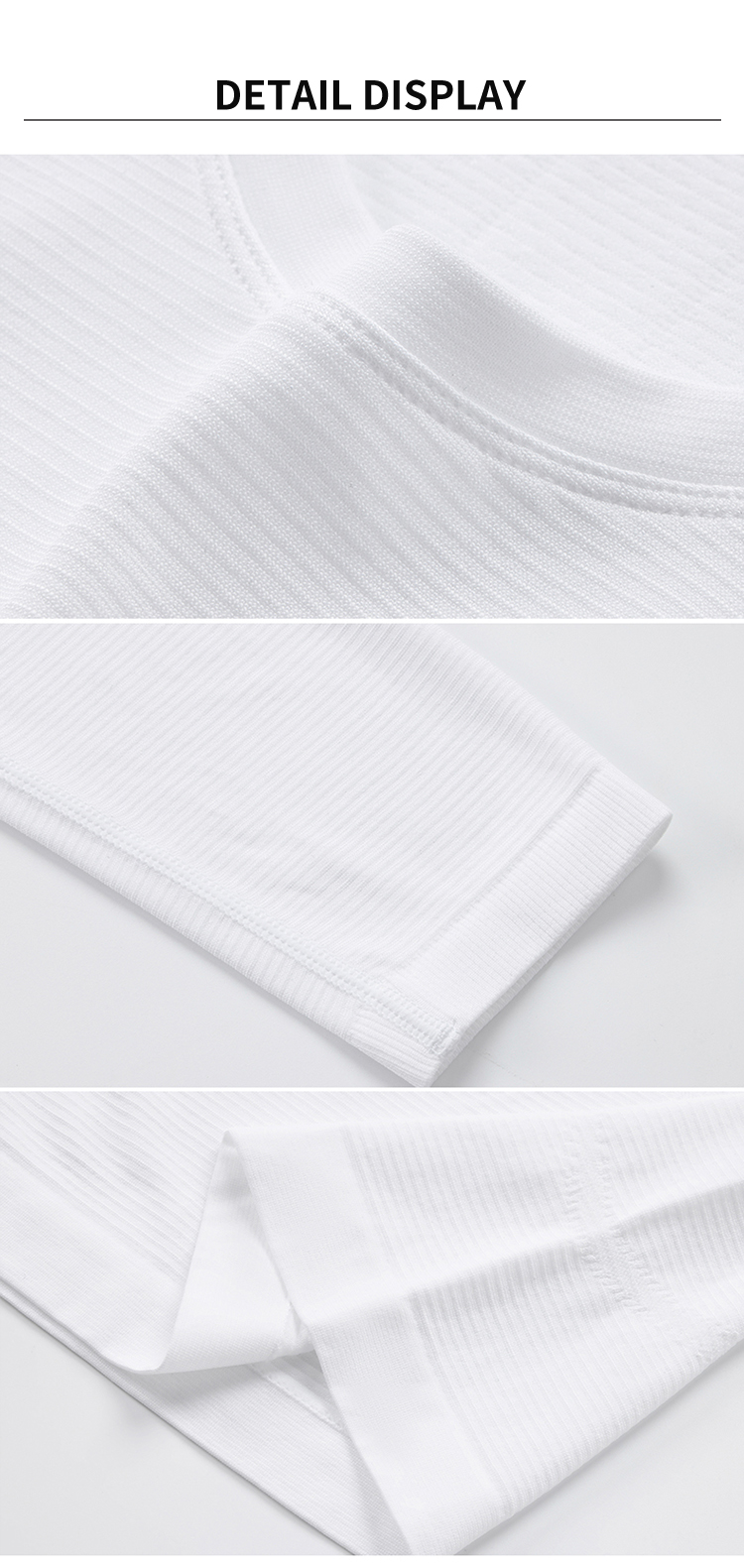Quick-dry Seamless Slip-Shoulder Long Sleeves Top With Bar Texture Design