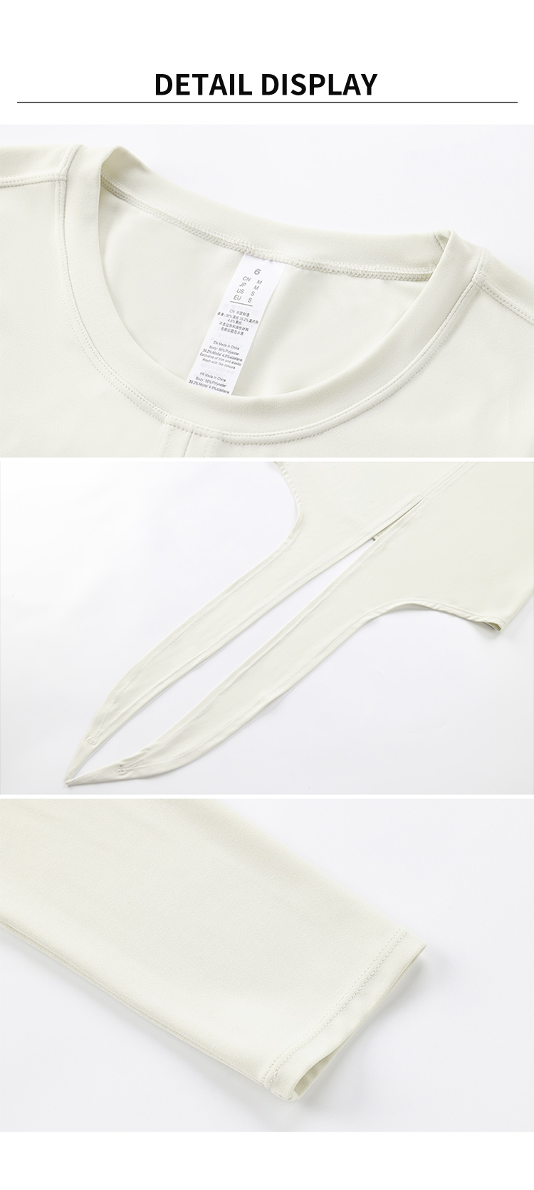 Cross Waist Long Sleeve Top Round Neck Soft Stretchy Slim Fitted Tops