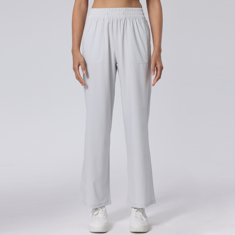 Silk-Screened Fabric Wide-Leg Pants With Drawstring Waist and Side Pockets