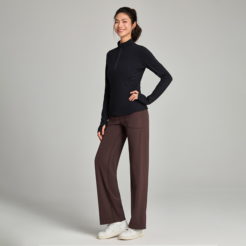 Half-zip up Workout Fitness Running Sport T-Shirts With Thumb Hole