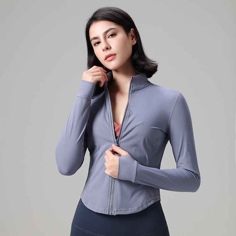 Breathable Soft Yoga Jackets With Thumbhole 3D Cutline