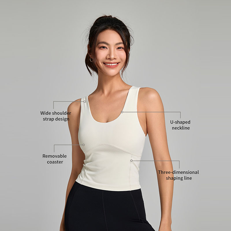 Bustier sportiv pentru fitness cu decolteu în formă de „U”, spate confortabil, fără mâneci, pentru alergare și yoga
