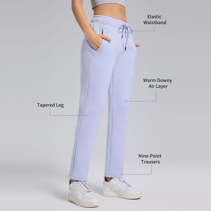 Pantalon de survêtement fuselé à neuf points, doublé polaire confortable, avec taille élastique et cordon de serrage