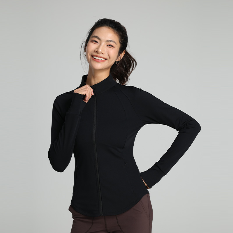 Stand Up Collar Sports Jacket With Side Invisible Zipper  Pocket