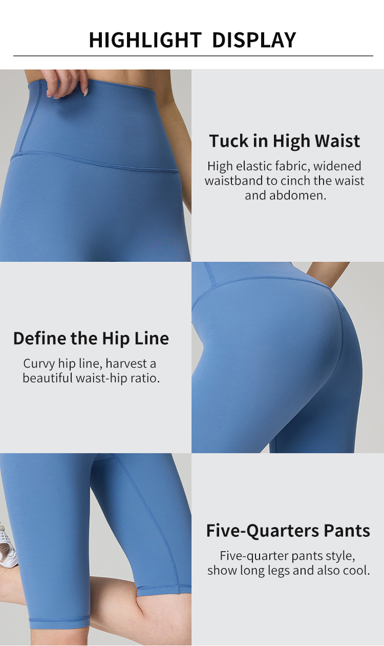 14 Colors High Waist Sweat-Wicking Knee Running Sports Length Shorts