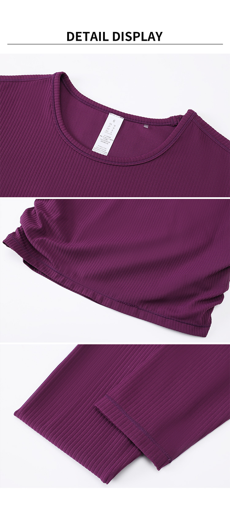 Round Neck Slim Fit Ribbed Long Sleeves T-shirt With Side Ruched Designer