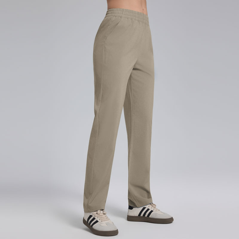 14 Color Breathable Elastic Waist Straight-Leg Pants with Side Pockets