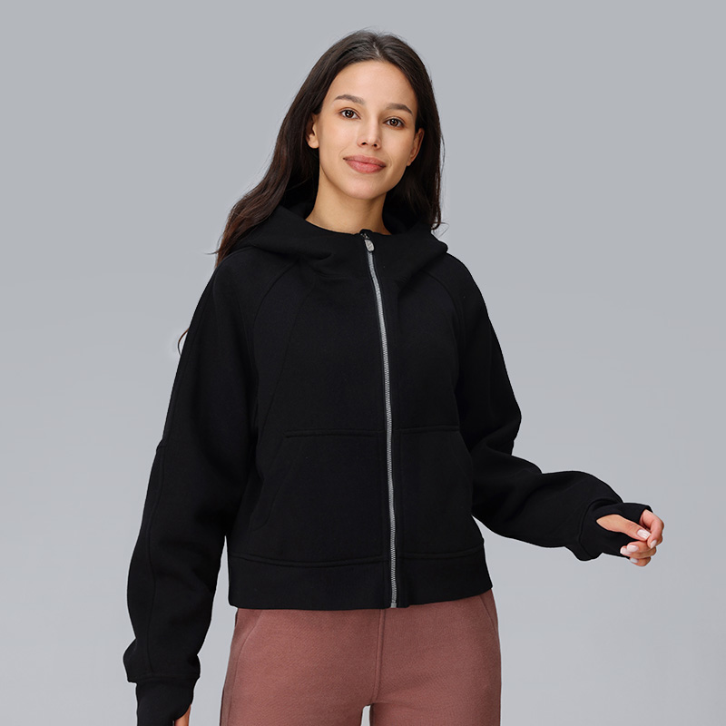 Women's Hooded Zip - Up Jacket Inside Fleece Kangaroo Pocket Hoodie (8).jpg