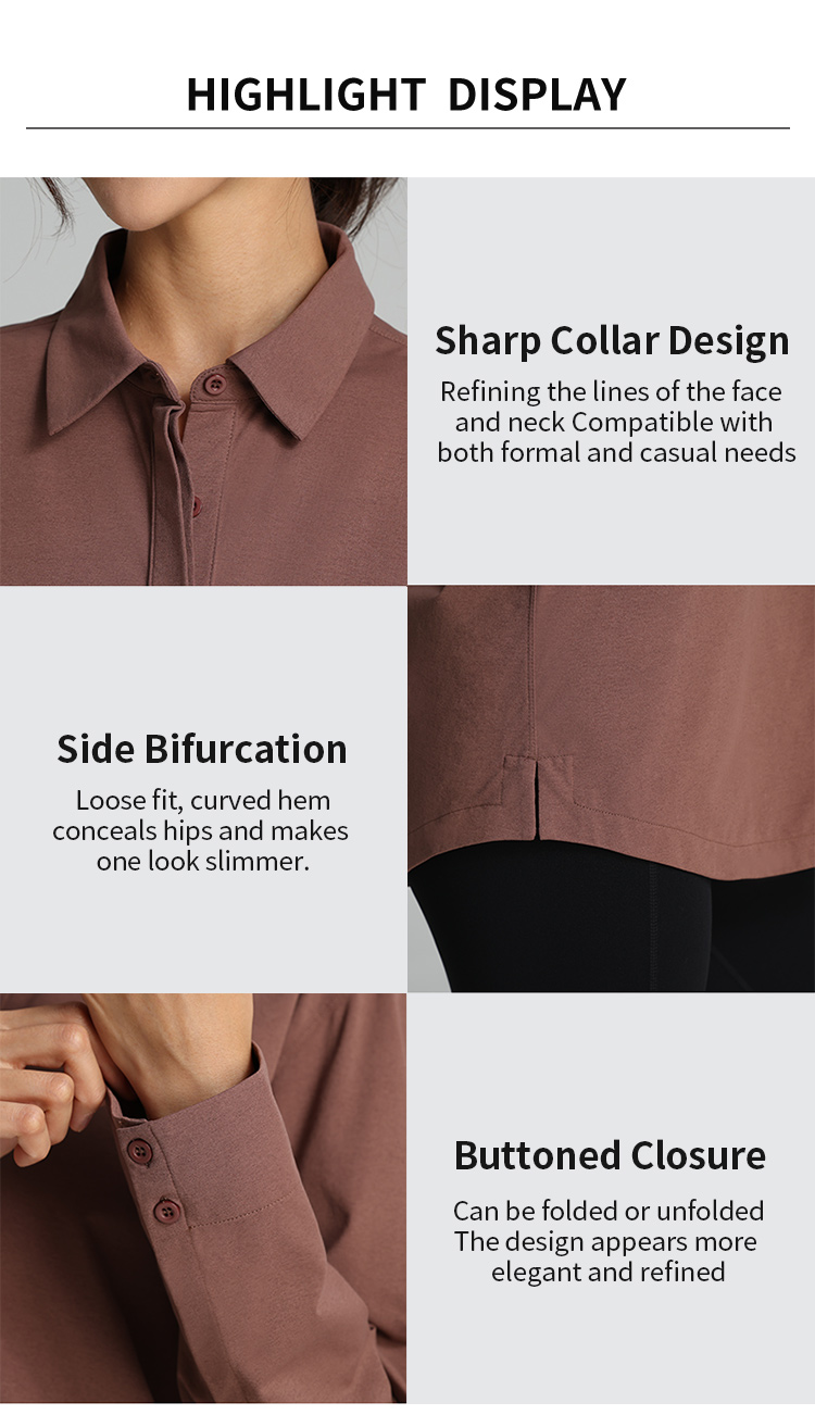 Women's Soft Stretch Button Down Athletic Shirt for Yoga & Daily Casual Wear