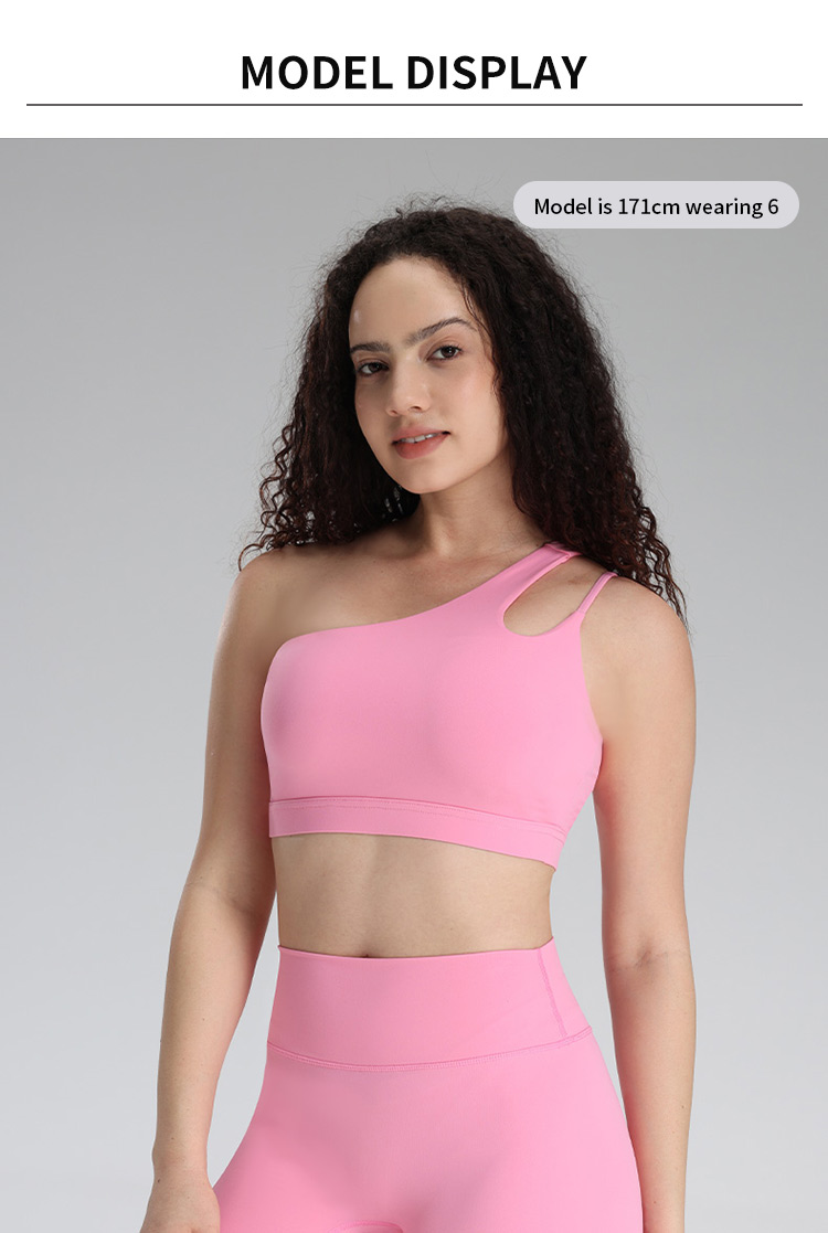 Single-Shoulder Sports Bra | Removable Pad |  Yoga Gym Activewear details