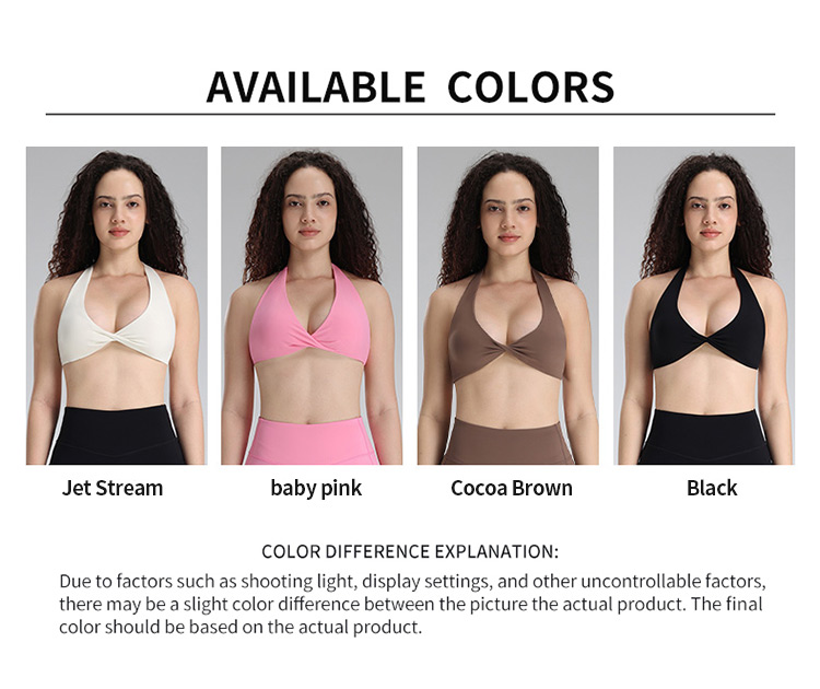 V Neck Halter Sports Bra with Removable Pads Front Twist Desig supplier