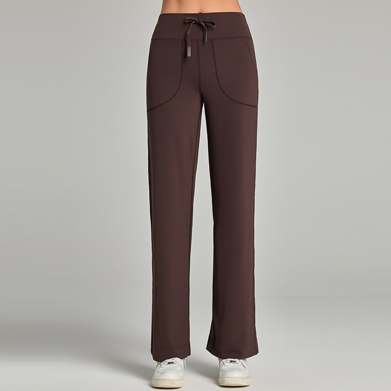 Soft High-Waisted Wide Leg Pants with Drawstring Waist & Side Pockets for Everyday Wear