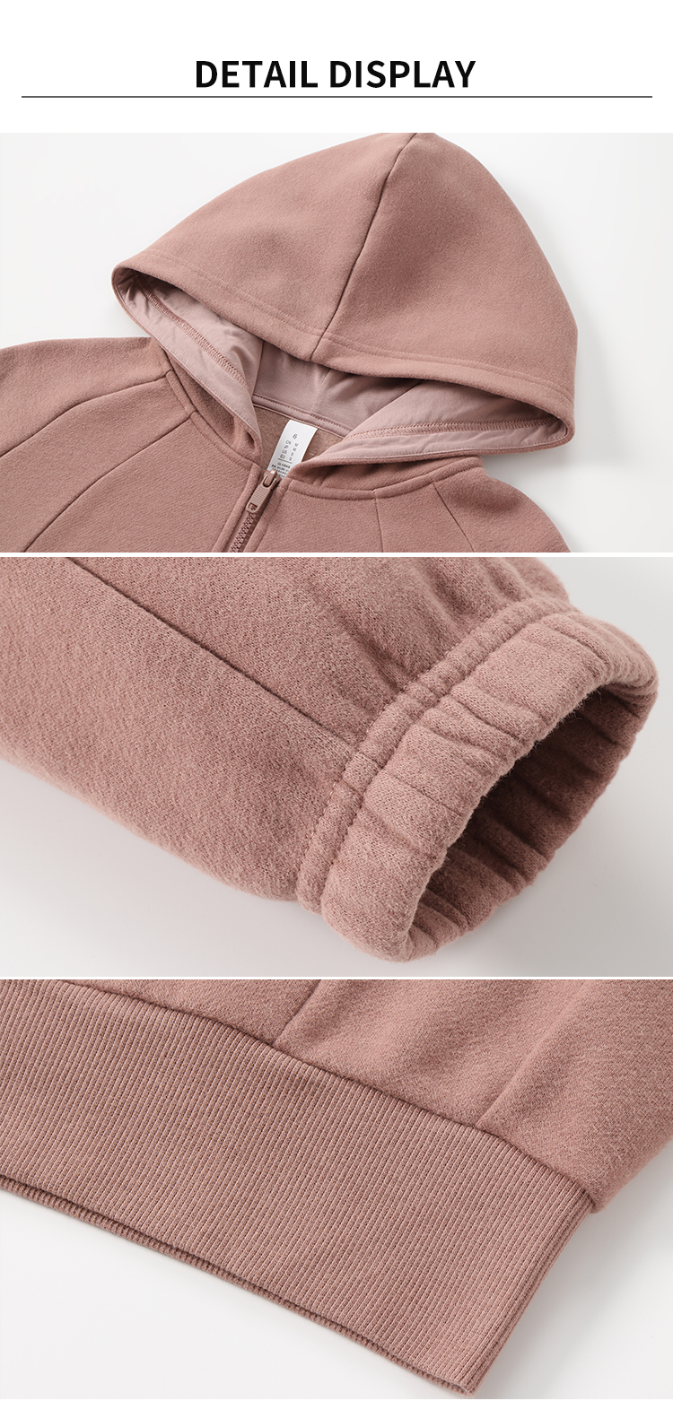 Cropped Zip-Up Hoodie for Women - Contour Fit, Ribbed Hem, Soft Fleece Activewear