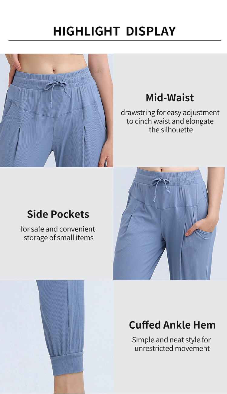 Waffle Textured Joggers - Elastic Waist, Side Pockets, Cuffed Ankle, Breathable Athletic Pants