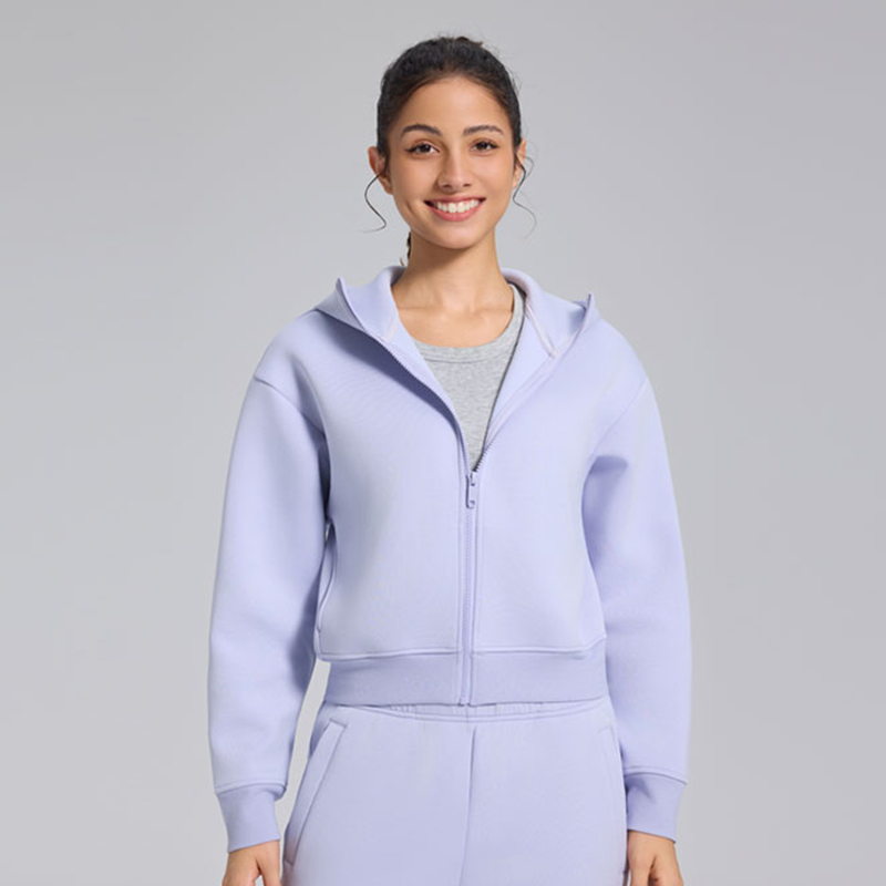 1.390gsm Fleece Inside Zip-Up Hoodie, Soft Warm Casual Activewear