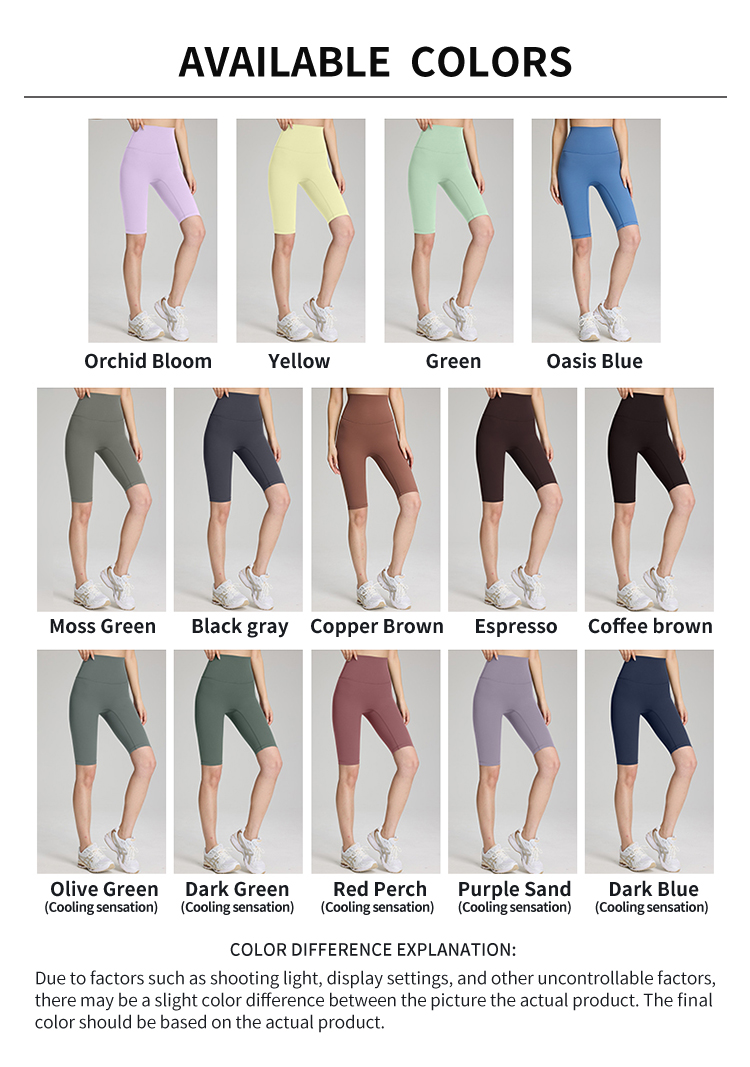 14 Colors High Waist Sweat-Wicking Knee Running Sports Length Shorts