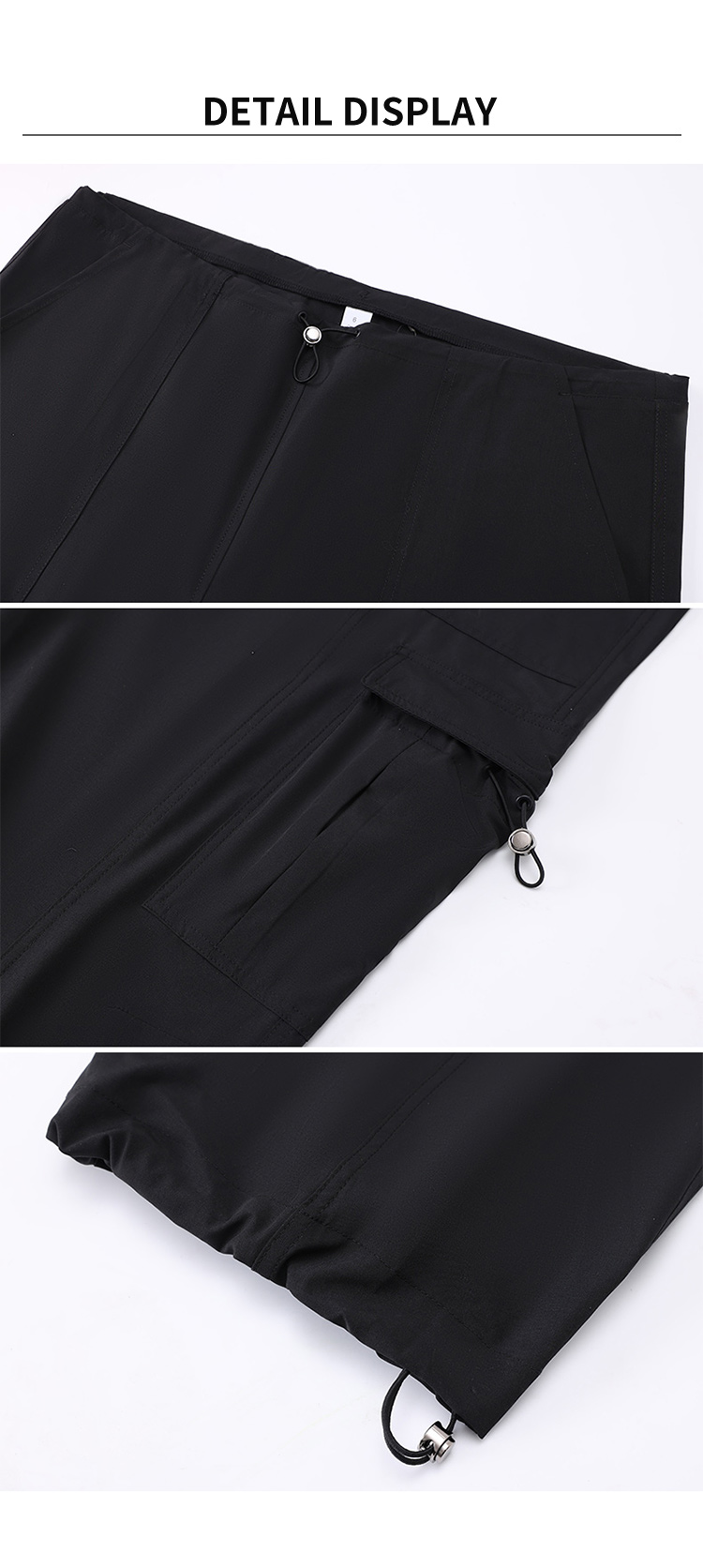 Women's Elastic Waist Cargo Pants, Wide Leg Drawstring Trousers with Multi-Pockets