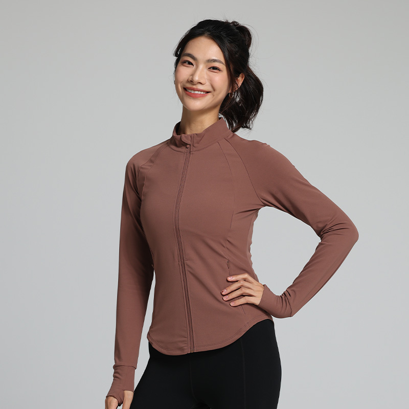 Stand Up Collar Sports Jacket With Side Invisible Zipper  Pocket