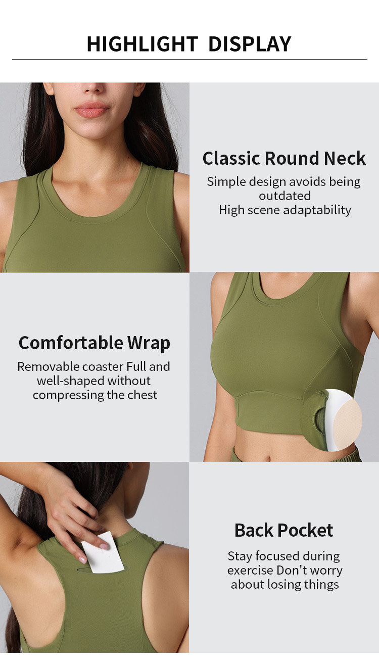 Solid Color Comfortable Breathable High Elastic Crisscross Back Sports Bra