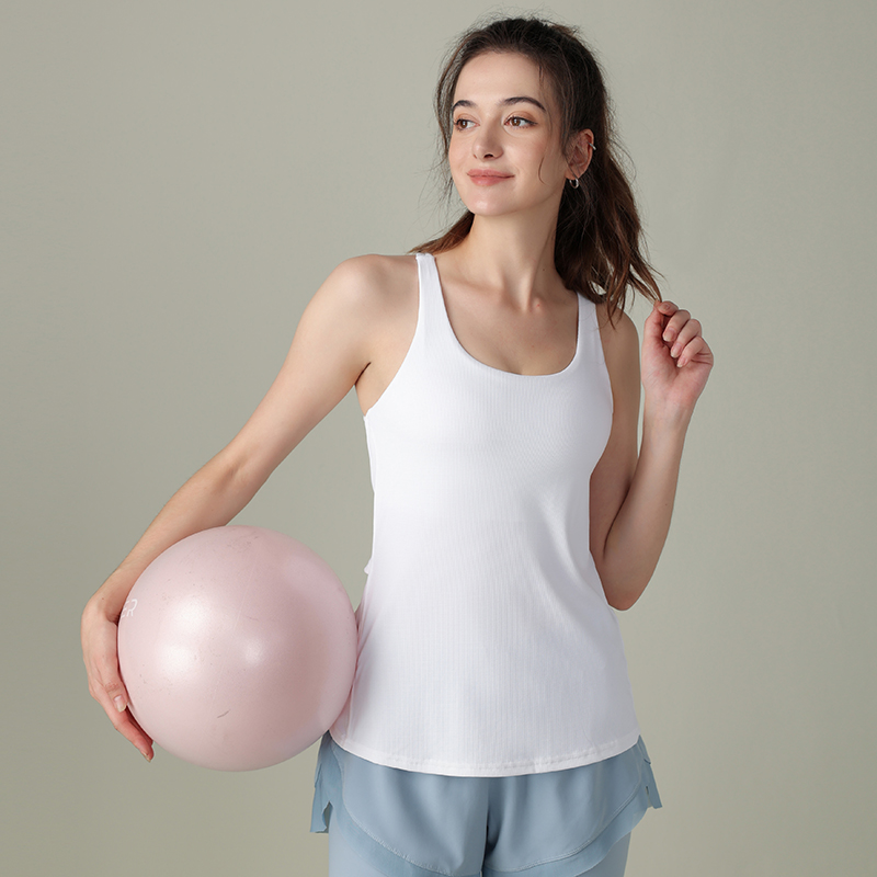 Classic Round Tank Top Neck Cross Back 2 in 1 Double Layer Vest