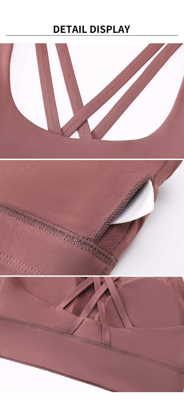 High-Support Sports Bra with Back Pocket, Removable Cups & Racerback
