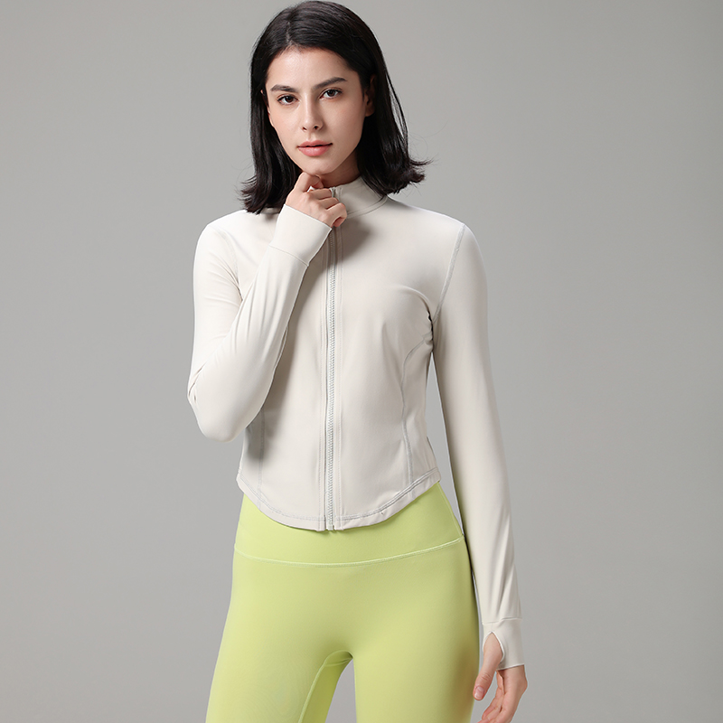 Breathable Soft Yoga Jackets With Thumbhole 3D Cutline