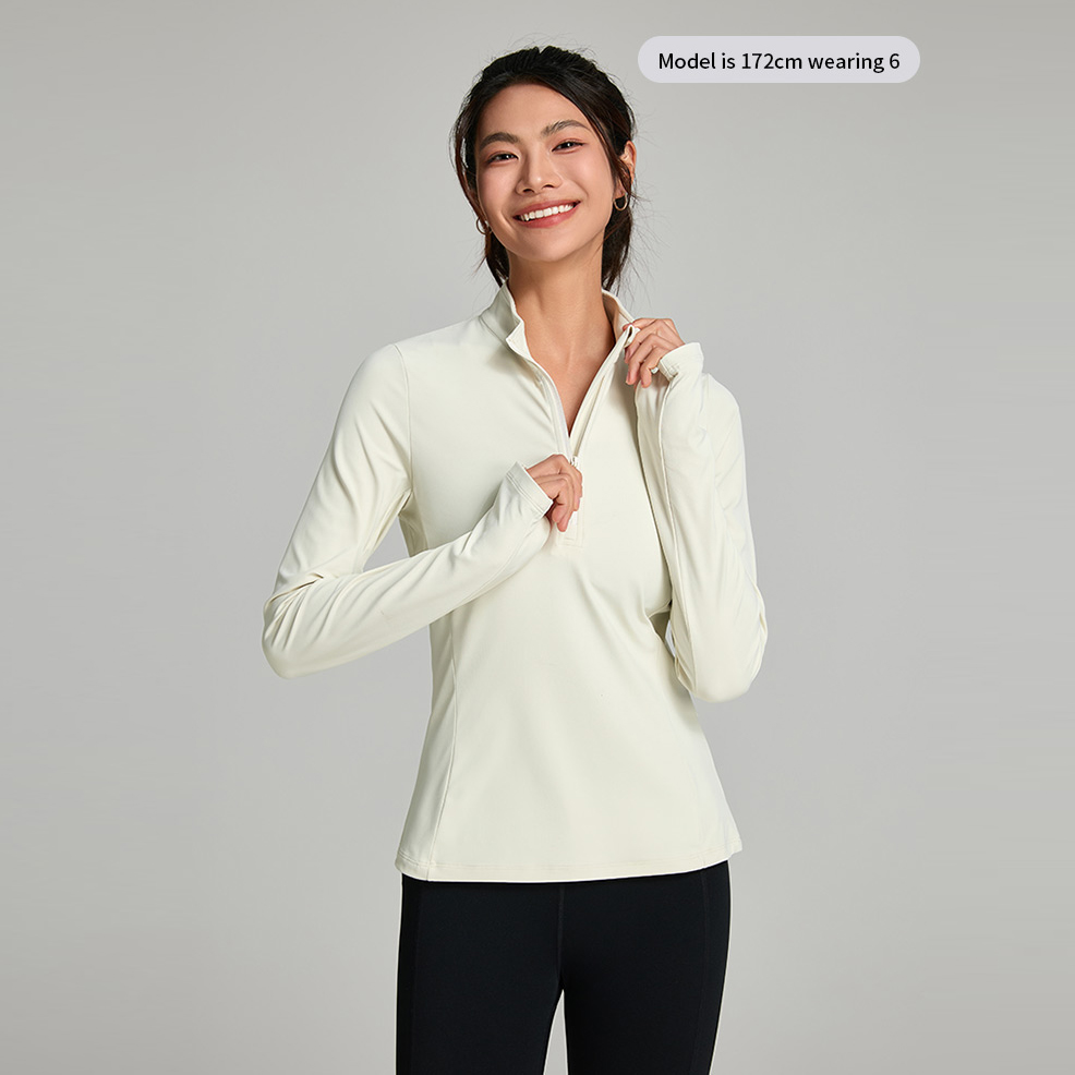 Half-zip up Workout Fitness Running Sport T-Shirts With Thumb Hole