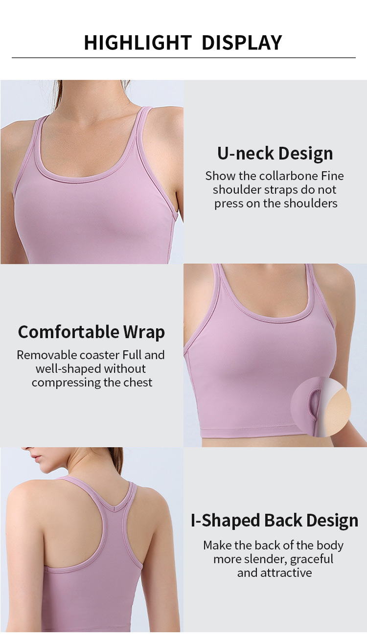Removable Cup Compressive Middle Support U-Neckline racerback Sports Bra