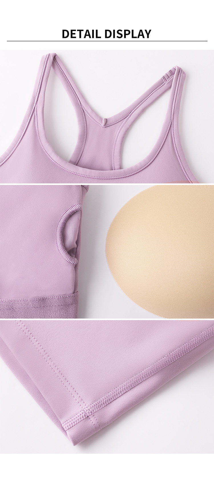 Removable Cup Compressive Middle Support U-Neckline racerback Sports Bra