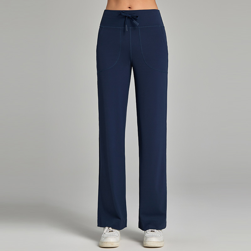 Soft High-Waisted Wide Leg Pants with Drawstring Waist & Side Pockets for Everyday Wear