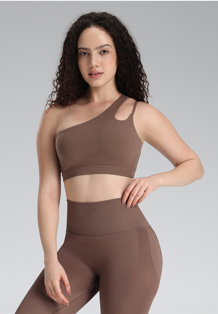 Single-Shoulder Sports Bra | Removable Pad | Yoga Gym Activewear details