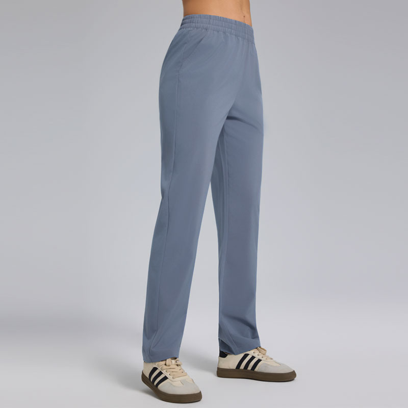 14 Color Breathable Elastic Waist Straight-Leg Pants with Side Pockets