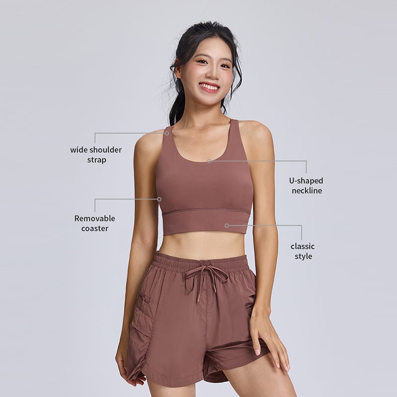High-Support Sports Bra with Back Pocket, Removable Cups & Racerback