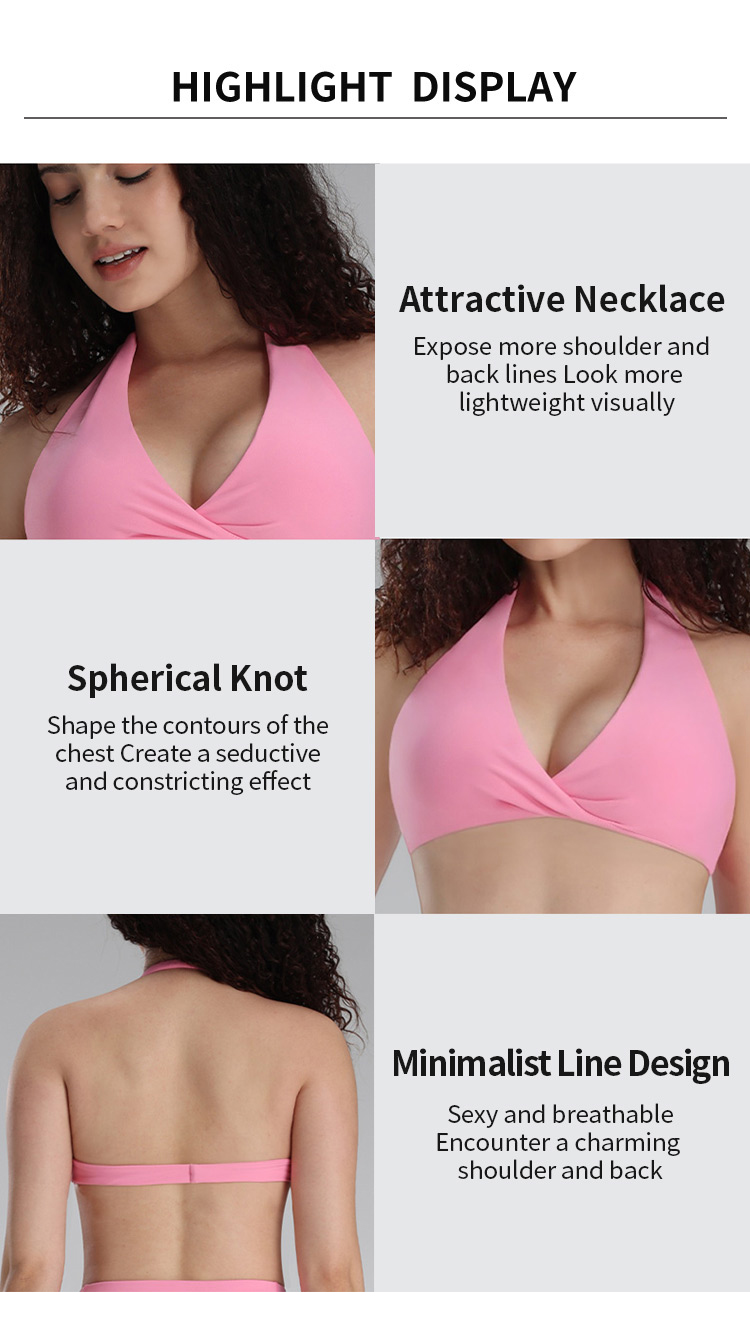 V Neck Halter Sports Bra with Removable Pads Front Twist Desig supplier