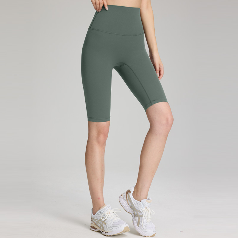 14 Colors High Waist Sweat-Wicking Knee Running Sports Length Shorts