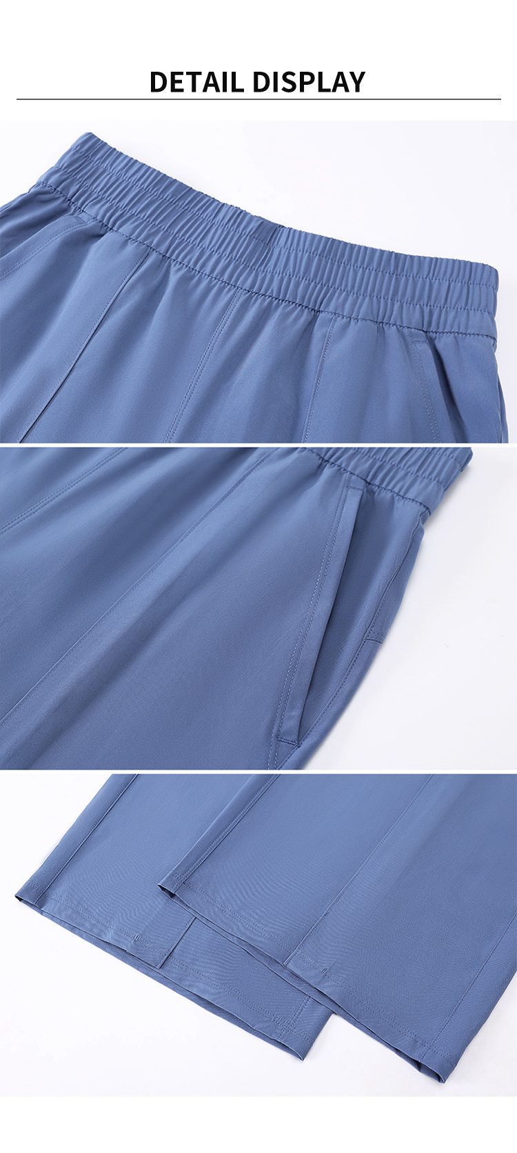 Elastic Waist Wide Leg Pants with Side Pockets Loose Casual Sports Trousers