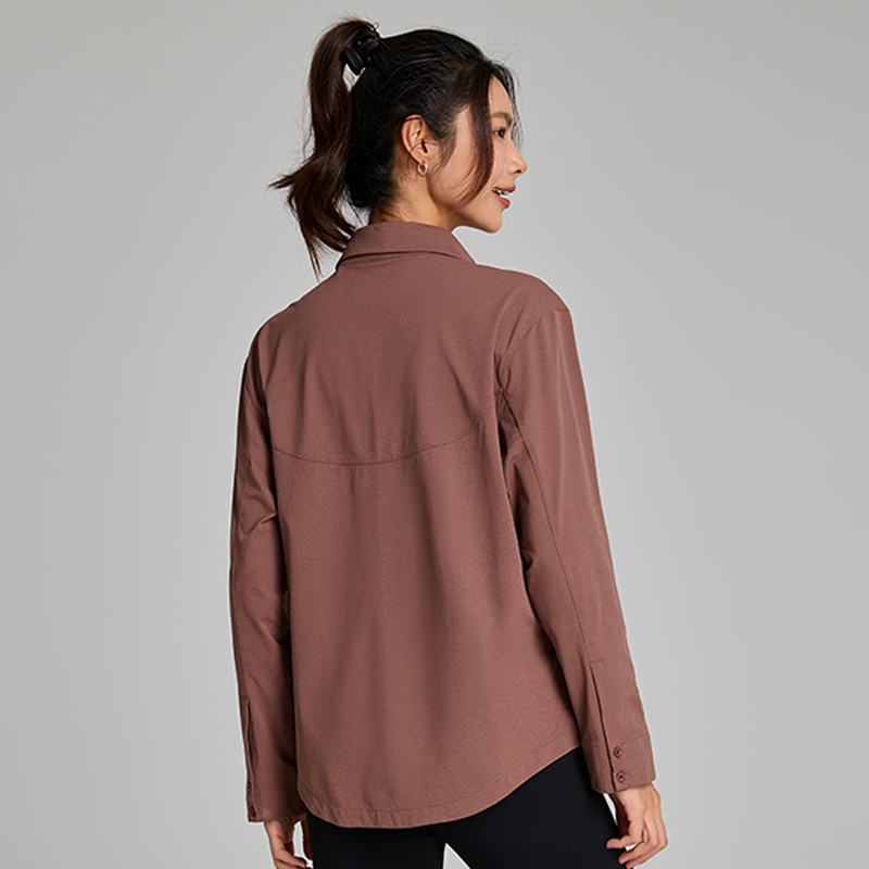 Women's Soft Stretch Button Down Athletic Shirt for Yoga & Daily Casual Wear