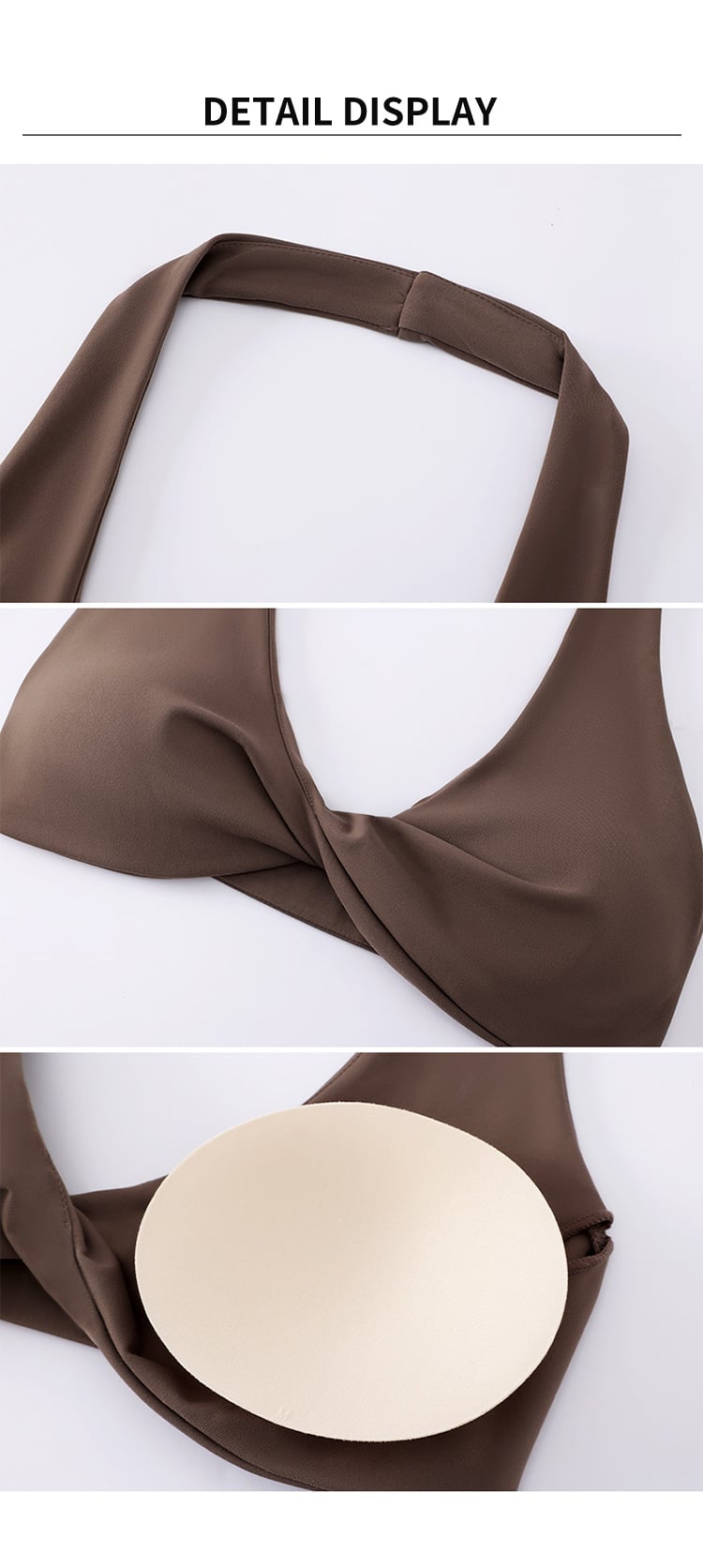 V Neck Halter Sports Bra with Removable Pads Front Twist Desig supplier