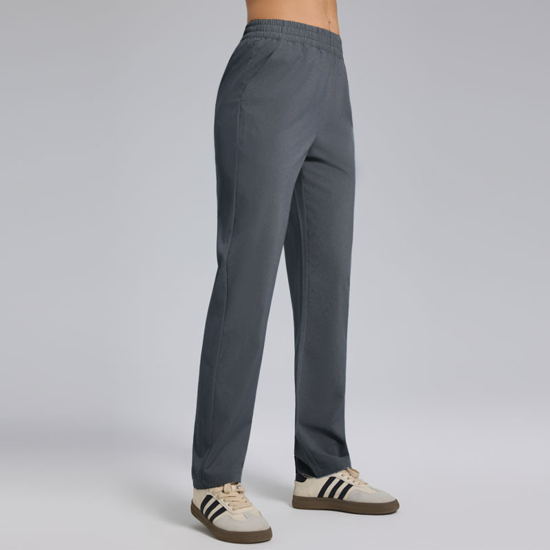 14 Color Breathable Elastic Waist Straight-Leg Pants with Side Pockets