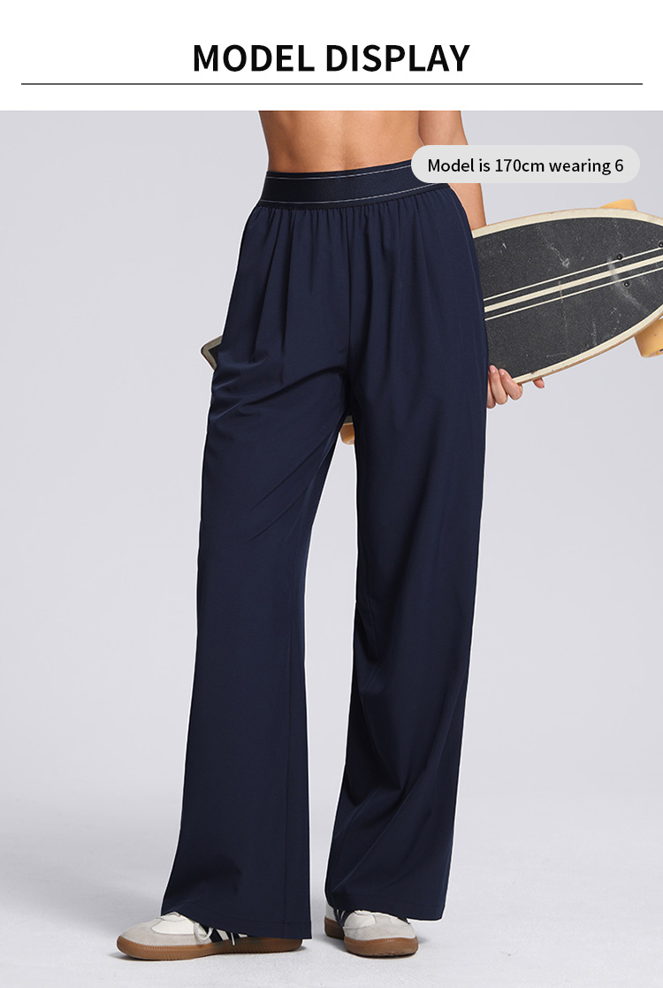 Women's Flattering Wide - Leg Athletic Pants | Elastic Waist, Deep Side Pockets, Full - Length details