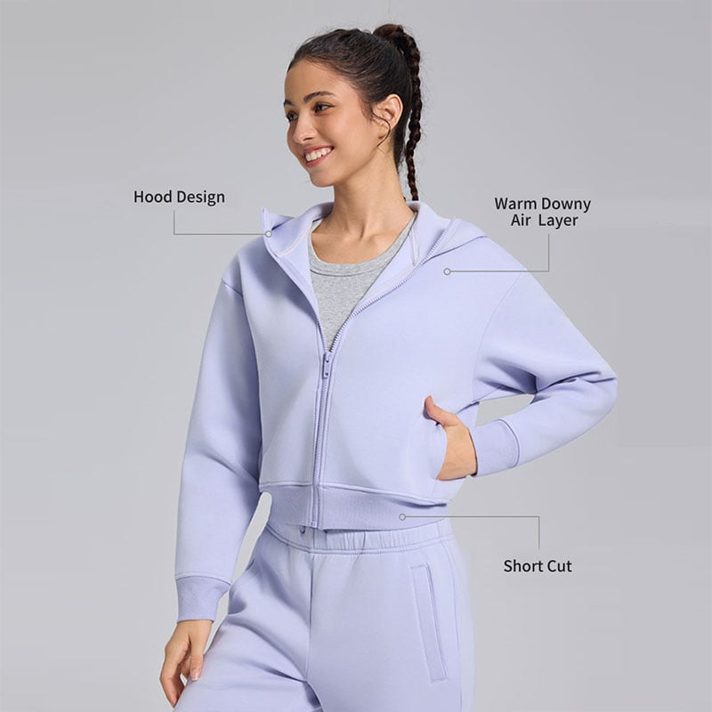 sweat à capuche zippé avec intérieur polaire 390 g/m², vêtement d’entraînement décontracté doux et chaud