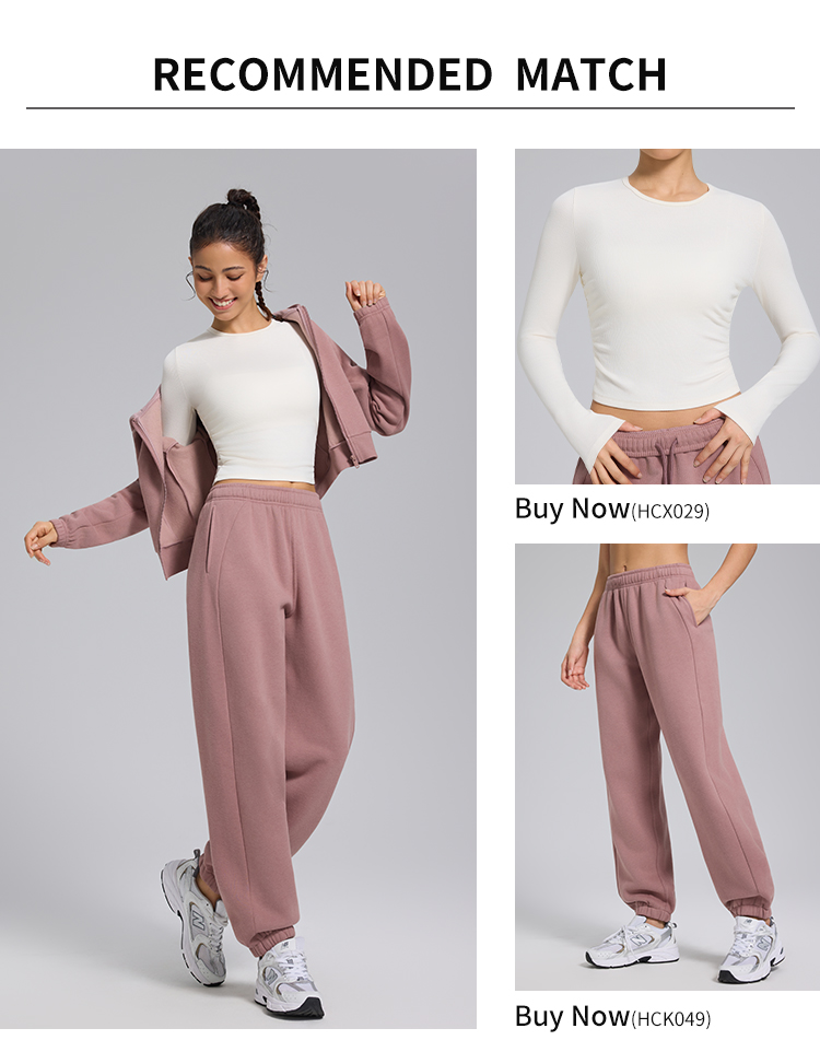 Cropped Zip-Up Hoodie for Women - Contour Fit, Ribbed Hem, Soft Fleece Activewear