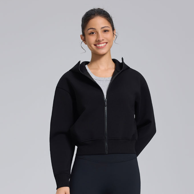 390gsm Fleece Inside Zip-Up Hoodie, Soft Warm Casual Activewear