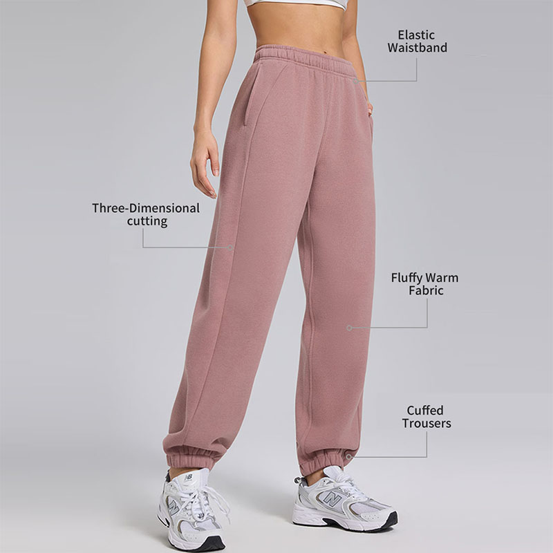 Pantalon de jogging moelleux et chaud, coupe fuselée en 3D, taille élastique, pour entraînement ou usage décontracté